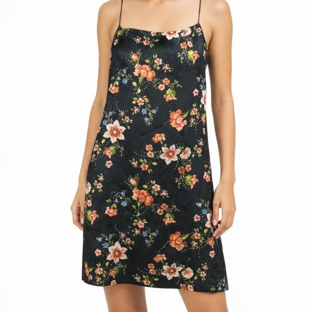 Topshop Black Floral Midi Slip Dress